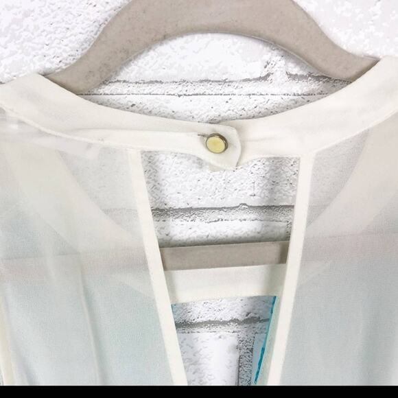 LUSH Paisley Turquoise Ivory Sleeveless Keyhole Open Back Mini Dress Size Small - Picture 3 of 8